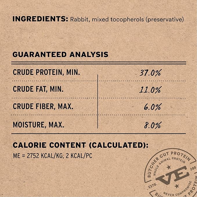 Vital Essentials Freeze Dried Dog Treats, Rabbit Bites, 2 oz Bag | Single Ingredient, Premium Quality Protein, Grain-Free Training Treats, USA Made with U.S. & Globally Sourced Ingredients