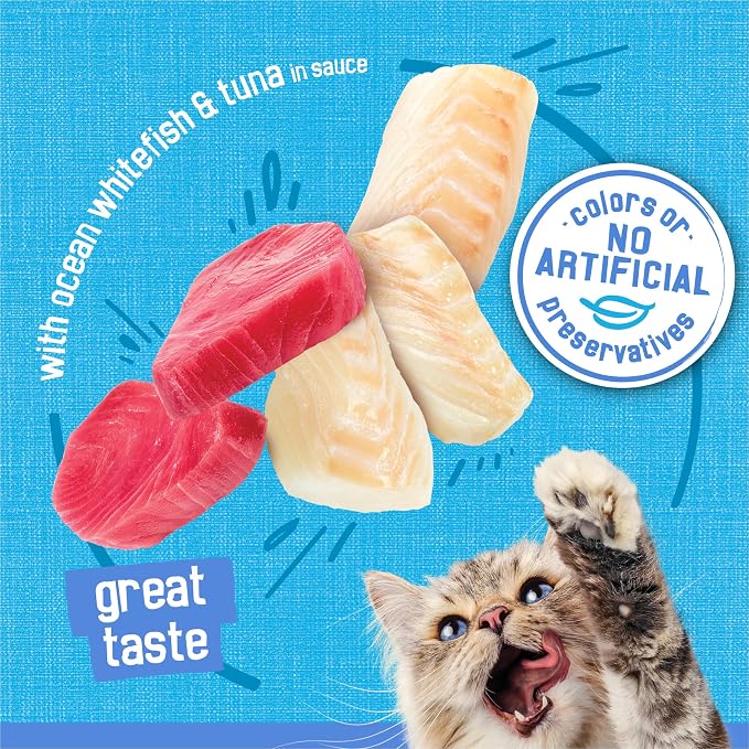 Friskies Purina Shreds with Ocean Whitefish and Tuna in Sauce Wet Cat Food - 5.5 oz. Cans (Pack of 48)