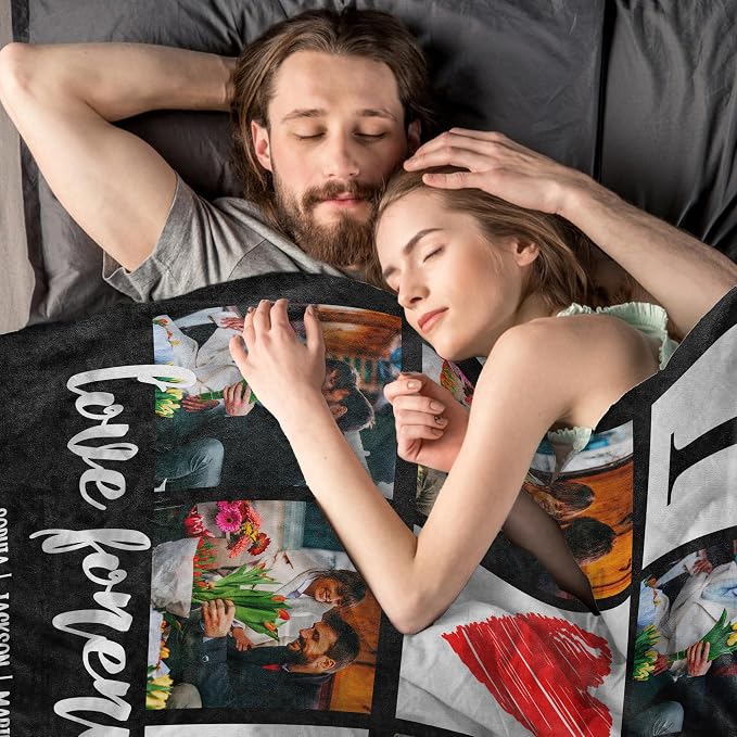 Ecactly Mother's Day Personalized Blanket Gifts for Mom from Daughter Son | I Love You Custom Couple Blanket with Photos Text, Personalized Gifts for Wife Husband Her Him Christmas Birthday