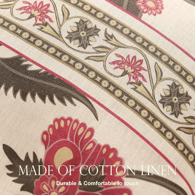 patdrea Vintage Linen Throw Pillow Cover,18"x18",Set of 2-Schumacher B | Elegant Decorative Pillow Case with Zipper,Floral Pattern,Cushion Coverfor Couch Living Room Bedroom Sofa