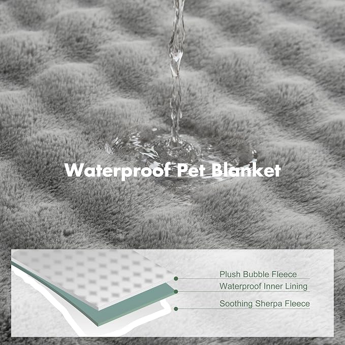Soft Cozy Waterproof Puppy Blankets for Small Dogs - Room Decor Cat Blanket for Couch Furniture Protector, Washable Dog Blankets for Indoors & Outdoors, Grey, 25"x35"