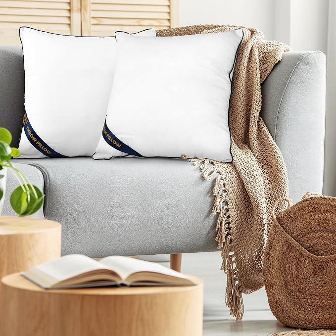 Utopia Bedding 28x28 Throw Pillow Inserts, Decorative Pillows, Pack of 2 | Piping Throw Pillows, Plush & Supportive, Aesthetic Cushion Sham Stuffer for Sofa, Office, Couch & Bed, Set of 2, White