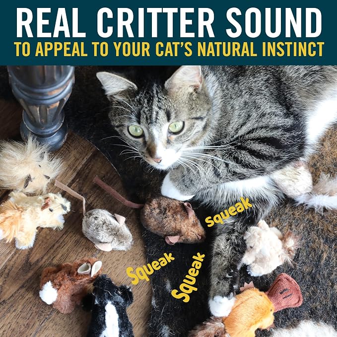 OurPets Play-N-Squeak Mouse Hunter Cat Toys with Catnip | Interactive Toy with Real Mouse Electronic Sound, for Indoor Cats
