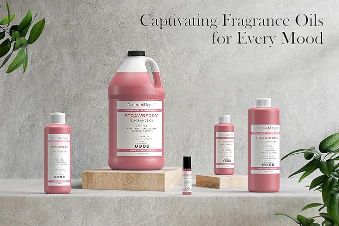 Aroma Depot 4 oz. StrawberryFragrance Oil I Perfume I Skin Oil I Scented Oil. DIY Projects Such as Candles, Bath Bombs, Body Butters, Creams & Lotions. for Diffuser, Burners, or Warmers.