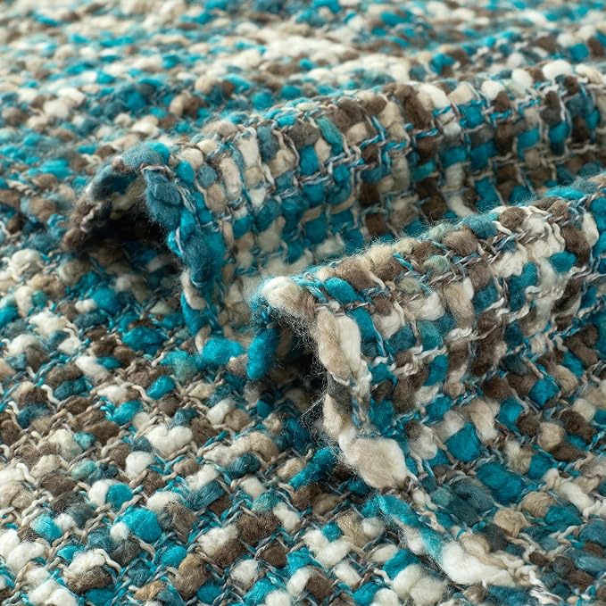 Multi-Color Cable Woven Throw Blanket for Couch - 60"X80" | Multicolored Boho Style,Super Soft Warm Cozy Chunky Blankets with Decorative Tassels for Bed and Sofa,Teal