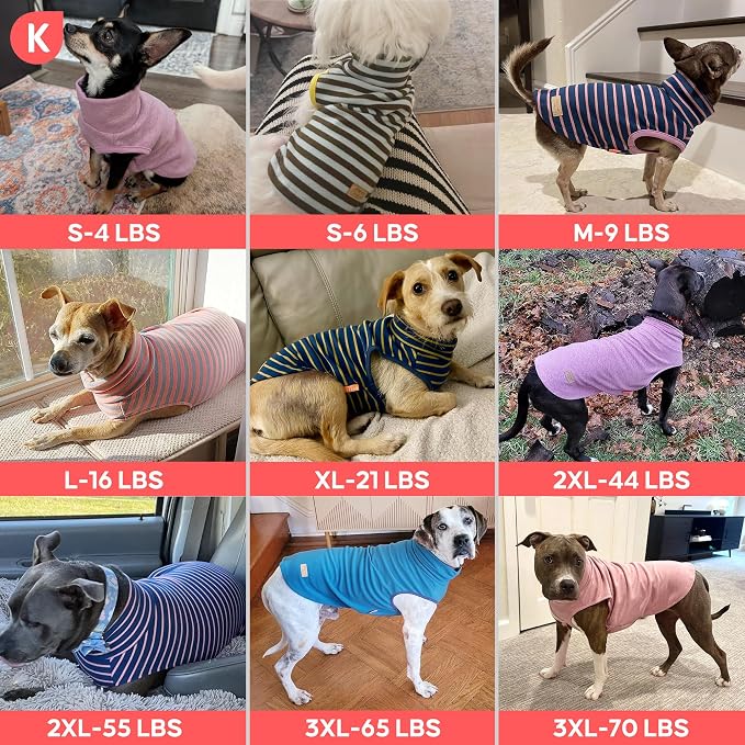 KYEESE 2Pack Dog Sweater for Small Dogs Soft Pet Coats Fleece Sweatshirt | Warm Turtleneck Dog Pullover Clothes, 4-Way Stretch & Lightweight Vest, Doggie Coat in Cold Weather, Daily Wear