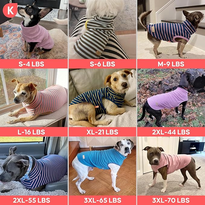 KYEESE 2Pack Dog Sweater for Medium Dogs Soft Pet Coats Fleece Sweatshirt | Warm Turtleneck Dog Pullover Clothes, 4-Way Stretch & Lightweight Vest, Doggie Coat in Cold Weather, Daily Wear