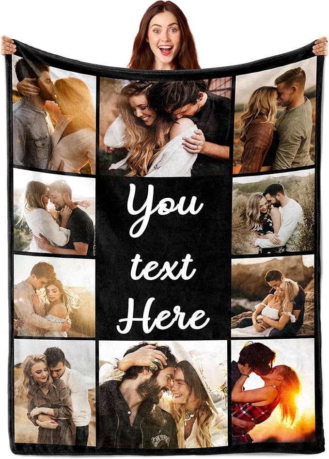 Ship Next Day, Custom Blanket with Picture Customized Photo Blankets Customize, Customizable Blanket, Personalized Christmas Funny Gifts for Couple, Girlfriend, Boyfriend, Mom, Dad, Wife, Husband