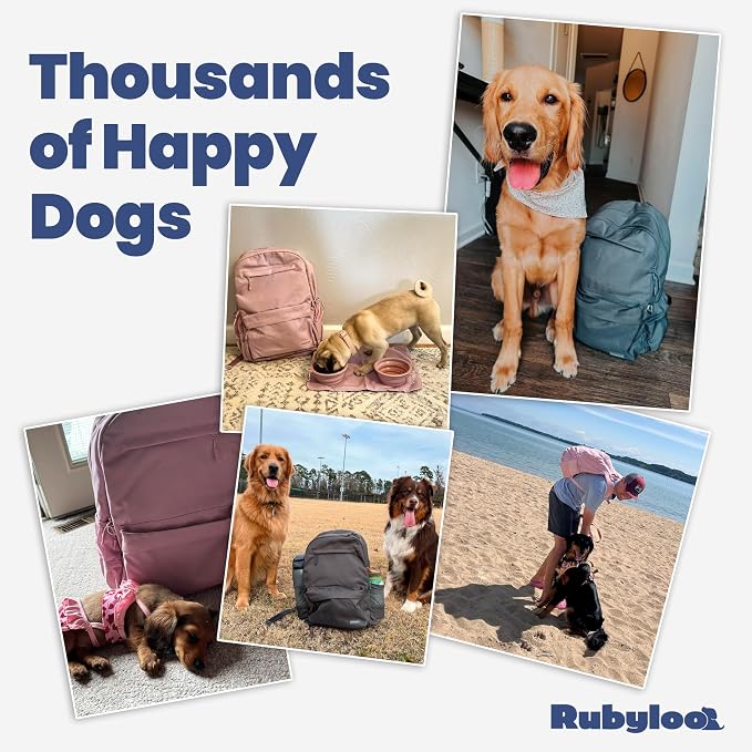 Rubyloo Dog Travel Backpack for Supplies - Dog Diaper Bag with Travel Bowls