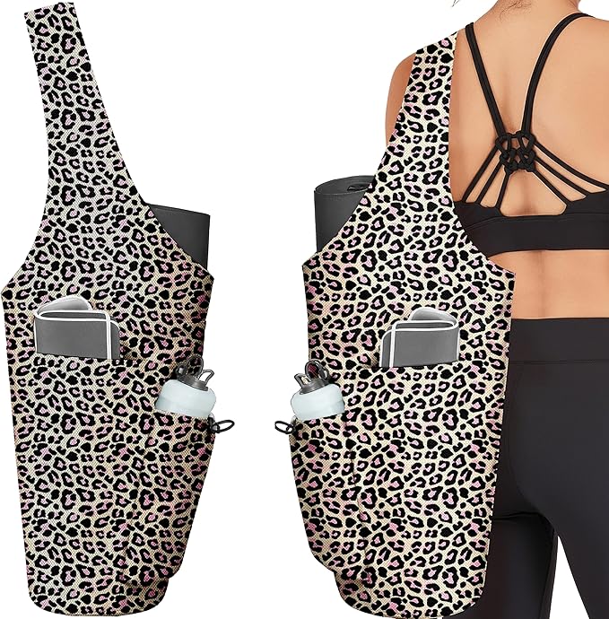 Yoga Bag for Women, Large Yoga Mat Bag Tote Carrier with Wet Dry Pocket, Water Bottle Holder & Adjustable Strap, Fits 1/2" Thick Yoga Mat for Gym, Pilates, Travel, Work