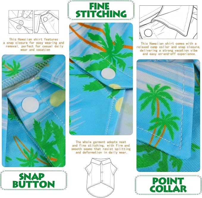 Coconut Tree Hawaii Style Pet Dog T-Shirt, Four-Way Stretch Breathable Light Cool Summer Shirts, Casual Beach Seaside Daily Clothes for Small Size Puppy.Blue L
