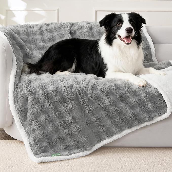 Soft Cozy Waterproof Twin Blanket for Bed - Room Decor Large Dog Blankets for Bed Protector, Washable Pet Blankets for Indoors & Outdoors, Grey, 60"x80"