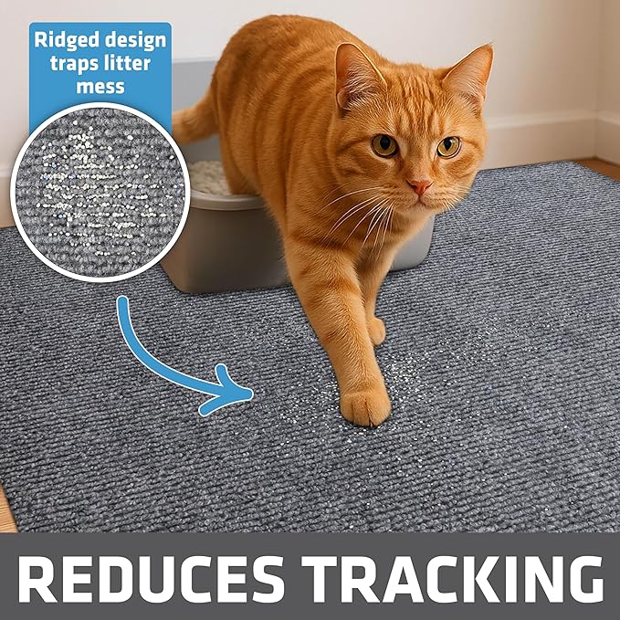 Drymate Cat Litter Box Mat, Litter Trapping Mat, Grey, 28x36 XL | Waterproof, Urine-Proof, Absorbent, Machine Washable, Soft on Paws, Contains Mess, Protects Floors, Kitten Supplies, USA Made