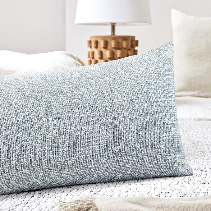 OTOSTAR Linen Throw Pillow Cover Set of 1 Decorative Long Lumbar Pillowcase Rectangle Cushion Cover 14x36 Inch for Home Decor Sofa Bedroom Car 35 x 90CM Blue Grey