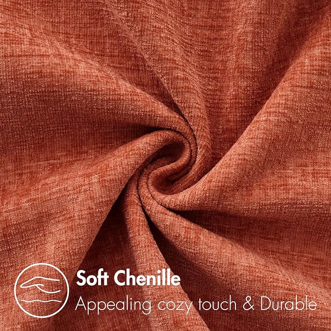 MIULEE Soft Chenille Fall Throw Pillow Covers Burnt Orange 18x18 Pack of 2 | Modern Fall Home Decor, Classic Decorative Pillows, Solid Dyed Cases, Boho Couch Cushion Covers for Sofa Bed Living Room