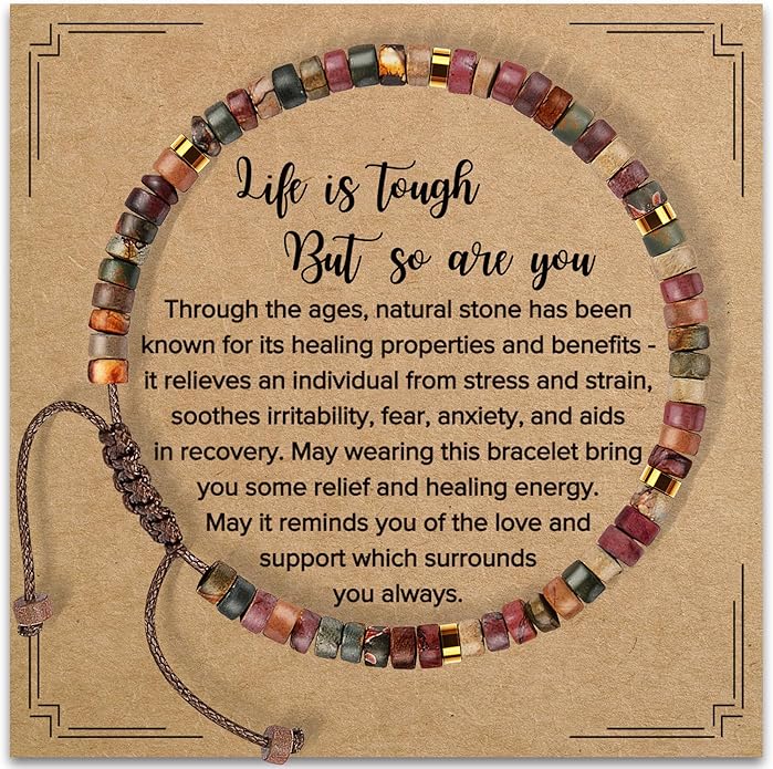 Inspirational Gifts Bracelets for Women: Valentines Mothers Day Birthday Gifts for Women Friends Sister Mom - Healing Natural Stone Beads Bracelets Thinking of you Get Well Soon Gift for Women
