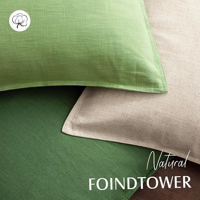 Foindtower Pack of 2, Decorative Linen Solid Throw Pillow Covers Soft Accent Euro Cushion Case Boho Farmhouse Pillowcase for Chair Couch Sofa Bedroom Living Room Home Decor 24 x 24 Inch Lime Green
