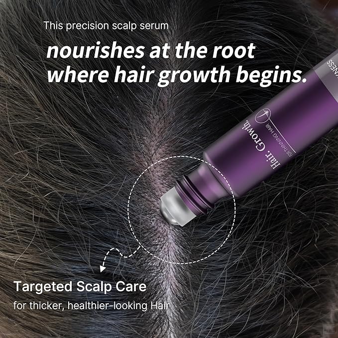 Hair Thickening Serum Helps Reduce Hair Loss, Hair Growth Serum Roll On for Men and Women, Scalp Care Balances Oil, Rosemary, 1 Fl Oz (Pack of 2)