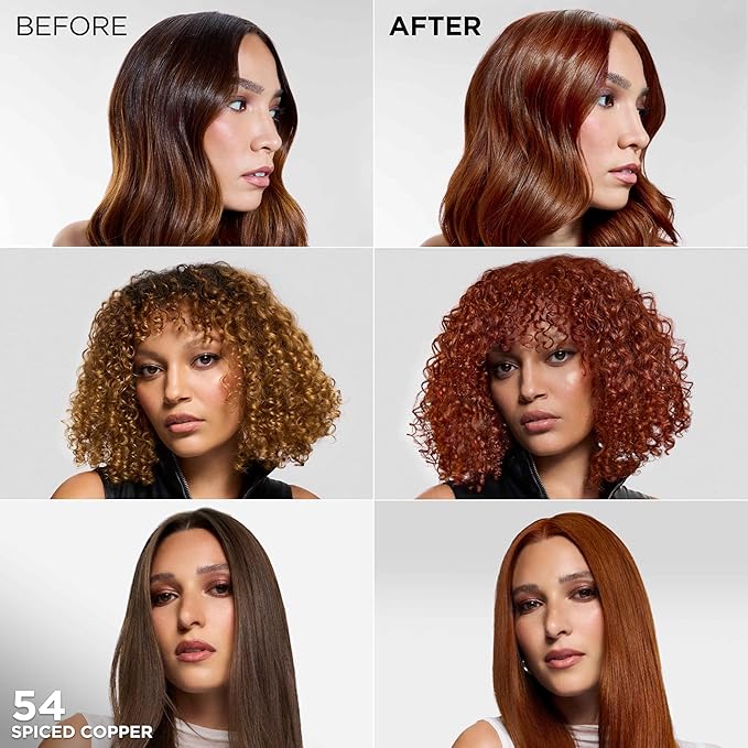 L'Oreal Paris Feria Multi-Faceted Shimmering Permanent Hair Color, High Intensity Hair Dye for 3X Highlights, 54 Spiced Copper, 1 Kit