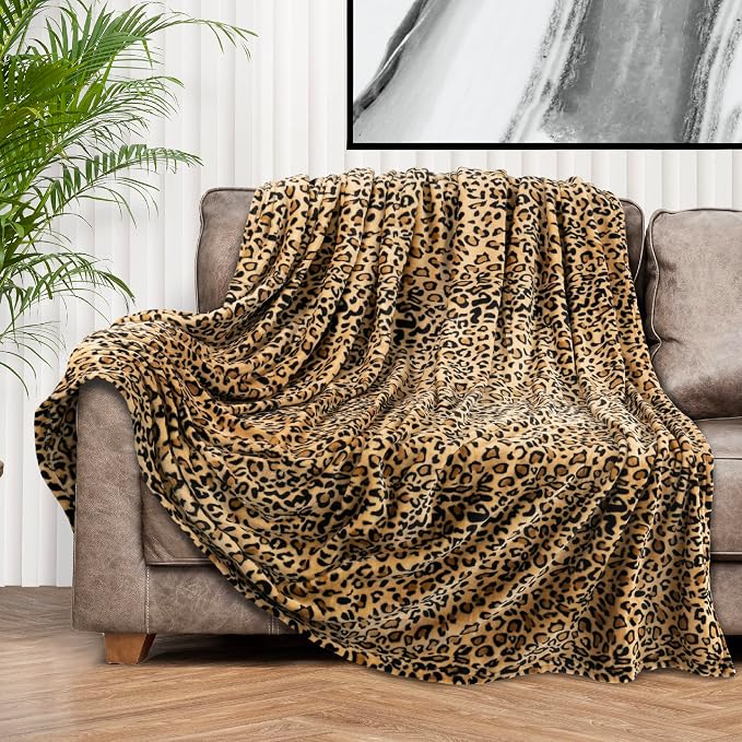 PAVILIA Cheetah Fleece Throw Blanket | Cheetah Leopard Animal Print Flannel Blanket | Soft Velvet Lightweight Microfiber Blanket for Couch Sofa | 50x60 Inches
