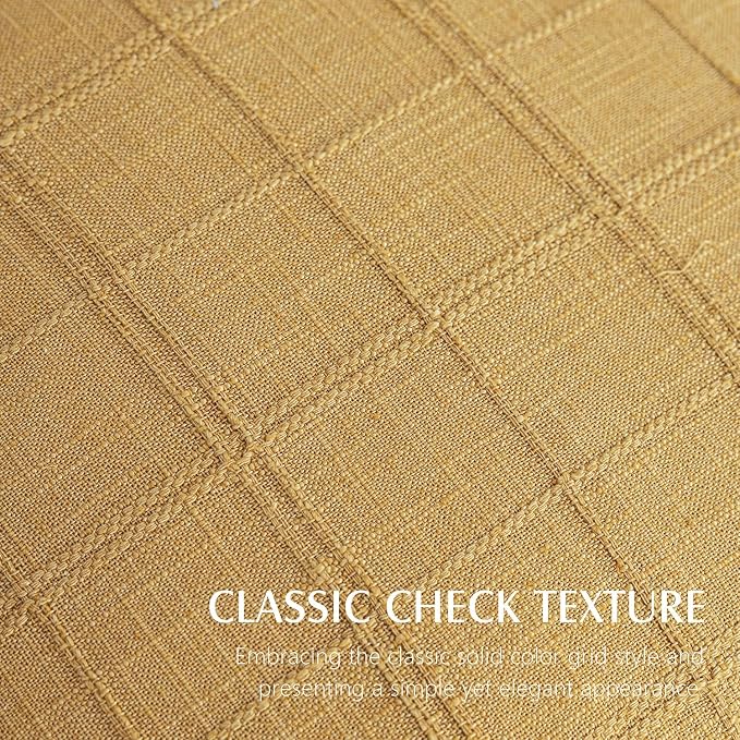 Foindtower Set of 2 Decorative Linen Check Throw Pillow Covers Neutral Farmhouse Vintage Cushion Covers Modern Boho Accent Home Decor for Sofa Chair Couch Bedroom Living Room,22×22 Inch,Amber Gold