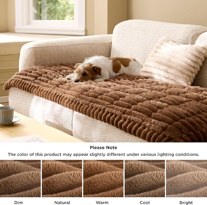 Bedsure Comfyfleece™ Sofa Cover, Couch Covers for Dogs, 27.6 x 70, Grey | Non-Slip, 300gsm Thick Quilted Padding, Ultra-Soft Corduroy Flannel, Machine Washable, for Small 3-Seater / Large Loveseat