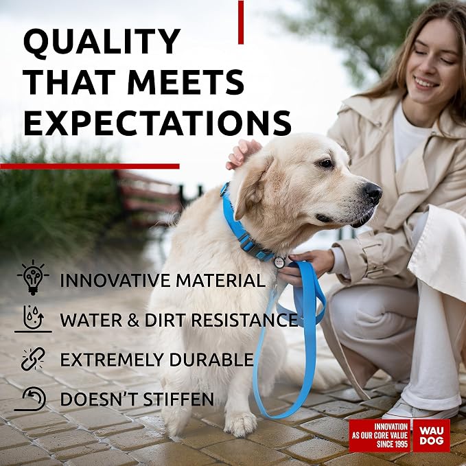 WAUDOG Waterproof Dog Collar - Adjustable for Large Dogs, Small and Medium Dogs - Heavy Duty Collars with Durable Metal Clasp and QR Tag - Boy & Girl | Water and Dirt Resistant, Quick Dry QR Pet Tag Adjustable Durable Comfort for Male and Female Dogs O...