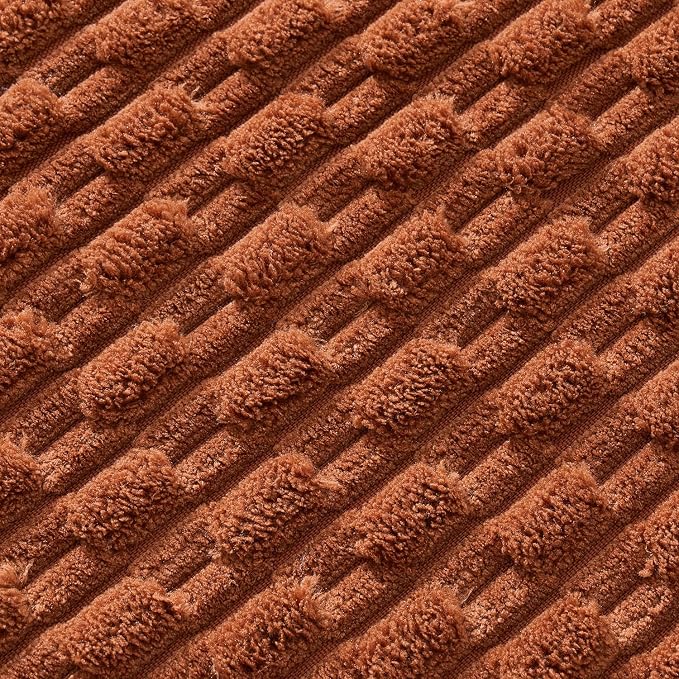 MIULEE Fall Decorative Throw Pillow Covers 16x16 Burnt Textured Corduroy | Terracotta Pack of 2 Striped Pillow Covers Modern Farmhouse Autumn Home Decor for Couch Bed Sofa Living Room