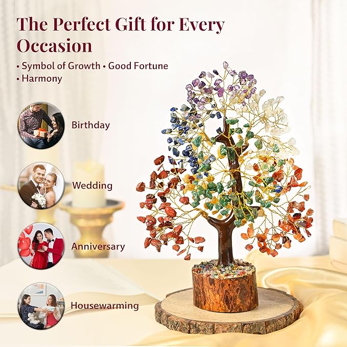 valentines day gifts 7 Chakra Healing Crystal Tree of Life, Feng Shui Crystal Tree for Good Luck, Helps in Positive Energy Reiki Healing Gifts for Women and Mom Birthday house warming gifts new home
