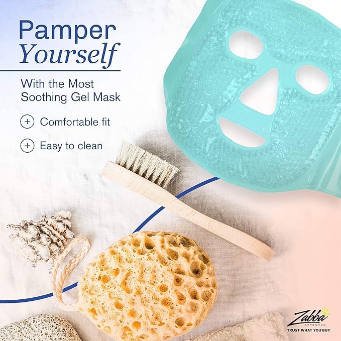 Facial Mask Get Rid of Puffy Eyes Migraine Relief, Sleeping, Travel Therapeutic Hot Cold Compress Pack Gel Beads, Spa Therapy Wrap for Sinus Face Puffiness Headaches Gel Mask
