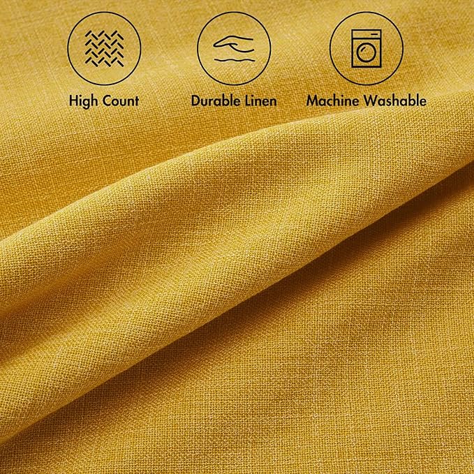 MIULEE Pack of 2 Decorative Linen Burlap Textured Pillow Covers Farmhouse Boho Accent Pillowcases Spring Home Decor for Couch Sofa Bedroom Living Room 20x20 Inch Bright Yellow