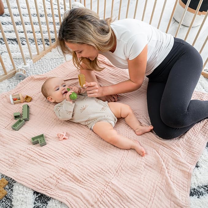 Comfy Cubs Muslin Baby Blanket 40" x 40" L - Swaddle Blankets Blush | Soft, Lightweight, 6-Layer Cotton Breathable Baby Blankets - Comfortable, Gentle & Versatile Cotton Baby Blankets for Sleep