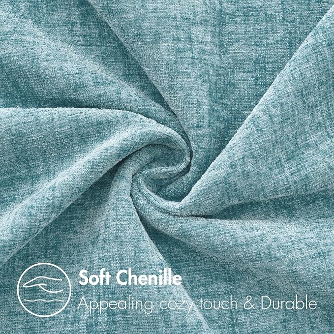 MIULEE Soft Chenille Throw Pillow Covers Smoke Blue 18x18 Inch Pack of 2 | Modern Coastal Home Decor, Classic Decorative Pillows, Solid Dyed Cases, Boho Couch Cushion Covers for Sofa Bed Living Room