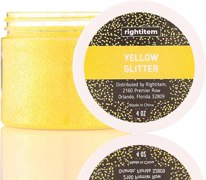 Nail Glitter - Yellow Fine Glitter in Jar - 4 Oz Glitter for Crafts - Glitter for Slime - Face Glitter - Candle Glitter - Body Glitter
