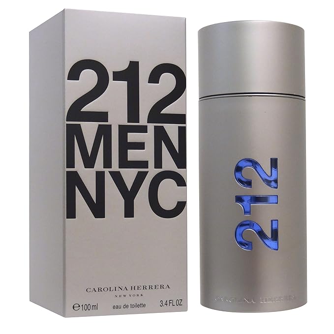 Carolina Herrera 212 Men EDT Spray - Timeless Sandalwood Scent with Fresh, Energetic Green and Sensual Peppery Spice Notes, 3.4 oz