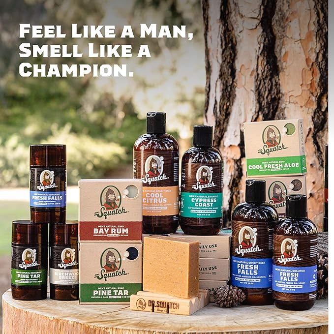 Dr. Squatch Natural Bar Soap for Men - Cold Process Soap with No Harsh Chemicals - Pine Tar (5 oz, 5-Pack)