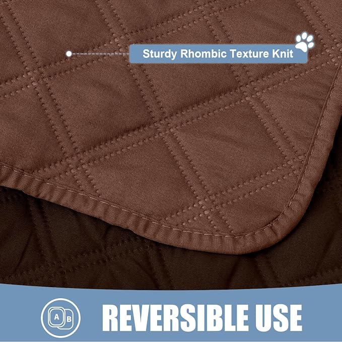 Smiry Waterproof Reversible Pet Couch Covers for Dogs | Pet Friendly, Soft Fabric, Washable Sofa Furniture Protector for Dogs Cat Kids, Checkered (30"x80", Brown/Chocolate)