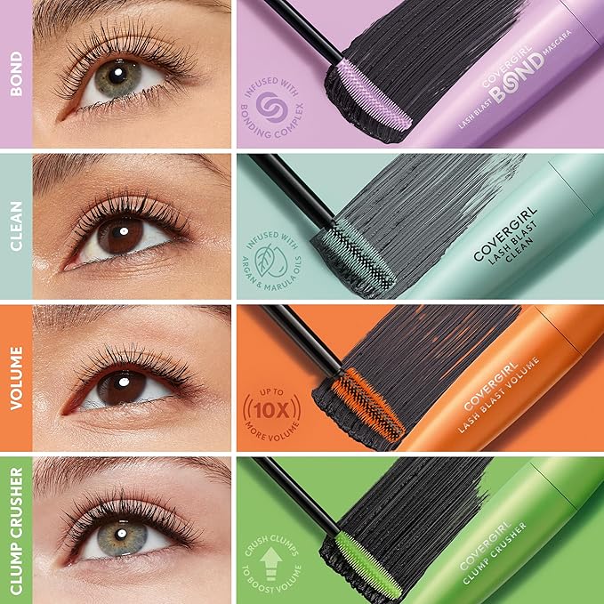 COVERGIRL Lash Blast Bond Volume Mascara - 800 - Extreme Black, Bonding Complex to Condition & Nourish Lashes, Smudge-Proof, Clump-Free, Volumizing, Vegan Formula
