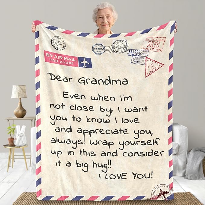 UFOORO Thoughtful Present for Elderly Women, Mother’s Day Grandma Gifts from Grandkids, Gifts for Grandma Soft Fleece Blanket 55 * 70, Mother’s Day Grandmother Gifts Cozy Plush Throw Blanket