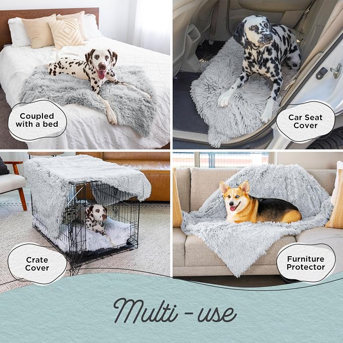 Best Friends by Sheri Dog Blanket, Shag Faux Fur, Frost Gray, 30" x 40" | Ultra Soft Throw for Pets, Sense of Security & Warmth, Lightweight Bed Cover, Machine Washable, Cats & Small-Medium Dogs