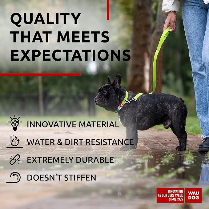 WAUDOG Waterproof Dog Collar Airtag Holder QR Tag Small Medium Large Dogs | Water and Dirt Resistant, Quick Dry QR Pet Tag Adjustable Durable Comfort for Male and Female Dogs Outdoor Walking Training