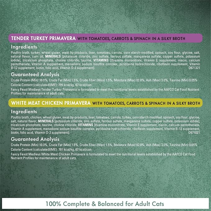 Purina Fancy Feast Wet Cat Food Variety Pack, Medleys Taste of Italy With Garden Greens in Sauce - (Pack of 30) 3 oz. Cans