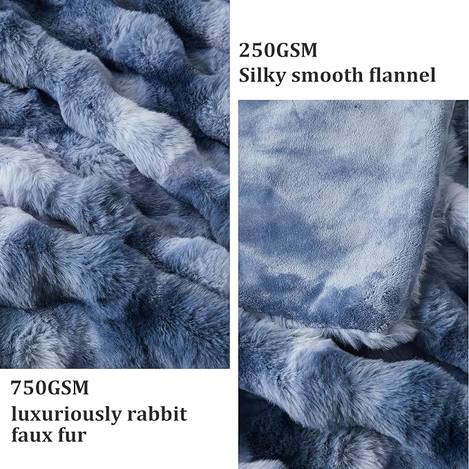 Faux Fur Throw Blanket for Couch, 1000 GSM Cozy Fuzzy Fluffy Soft Plush Thick Bubble Sherpa Blanket for Sofa Bedroom Living Room, Mothers Day Birthday Gifts for Women Home Decor