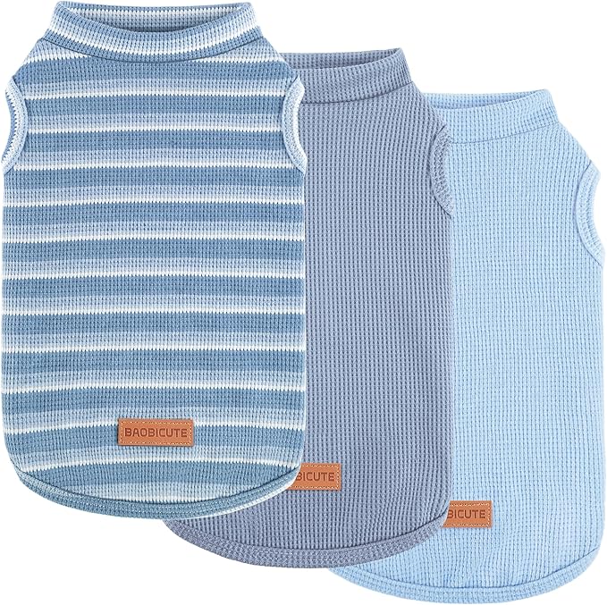 3Pack Dog Shirts Lightweight Waffle Dog Shirt for Small Dogs Sleeveless Dog Shirt for Small Medium Boy Girl Dogs Cozy & Breathable Pet Vest