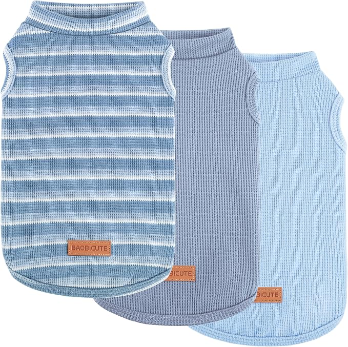 3Pack Dog Shirts Lightweight Waffle Dog Shirt for Small Dogs Sleeveless Dog Shirt for Small Medium Boy Girl Dogs Cozy & Breathable Pet Vest