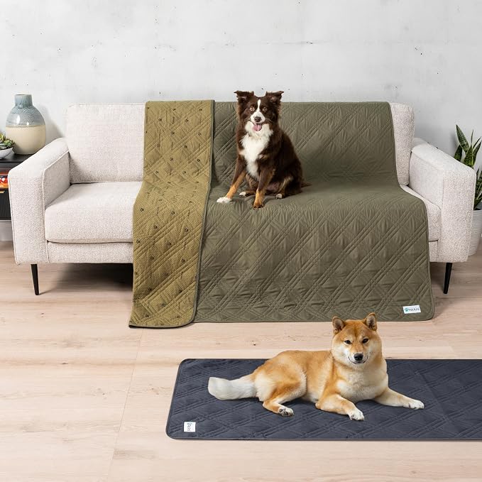 PetAmi Waterproof Couch Cover for Dog Nonslip Bed Sofa Blanket, 30x70 Green | Leakproof Furniture Protector for Pet Cat, Machine Washable Pee Proof Mat for Chair Car Seat, Durable & Anti Slip Backing