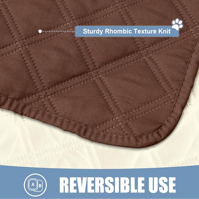Smiry Waterproof Reversible Pet Couch Covers for Dogs | Pet Friendly, Soft Fabric, Washable Sofa Furniture Protector for Dogs Cat Kids, Checkered (68"x82", Brown/Beige)