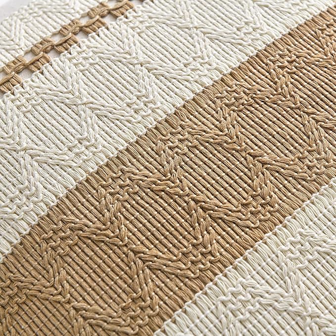 Fancy Homi Set of 1 Tan Neutral Long Lumbar Decorative Throw Pillow Cover 12x24 Inch for Couch Bed Sofa Chair, Modern Farmhouse Boho Home Decor, Soft Cotton Cute Accent Rectangle Taupe Cushion Case
