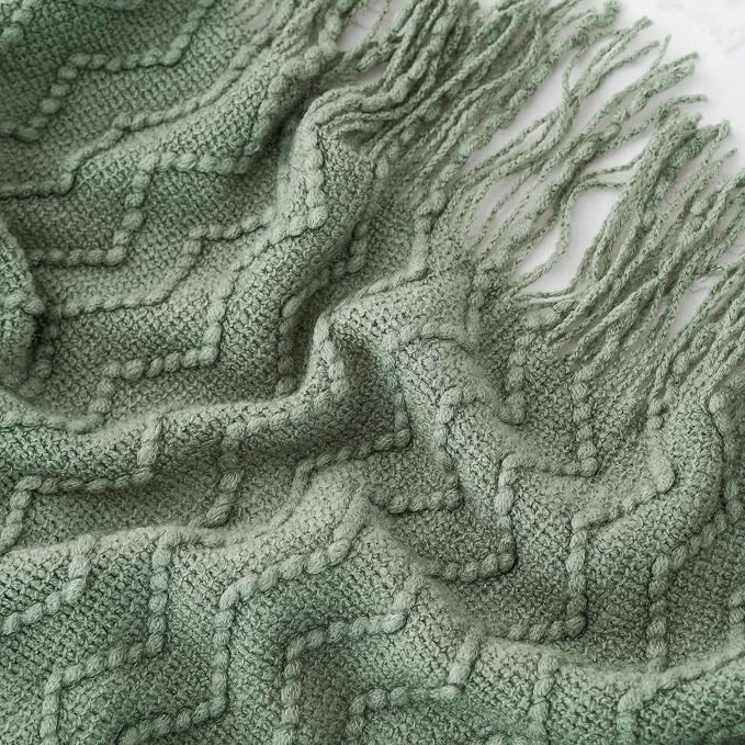 BATTILO HOME Sage Green Throw Blanket for Couch, Home Decor Sage Throw Blankets, Spring Green Blanket for Bedroom Decor Housewarming Gifts, 50"x60"