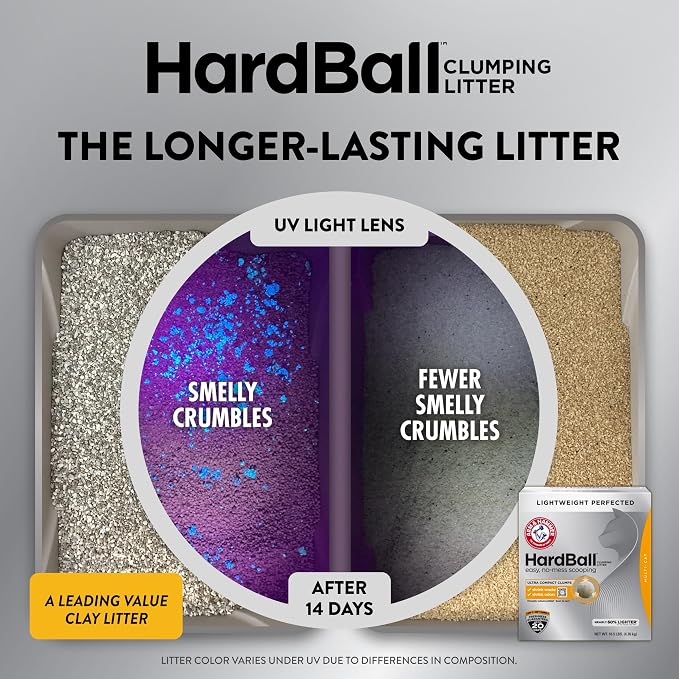 ARM & Hammer Hardball Clumping Cat Litter, Garden Bloom, 14.5 Lbs | Lightweight 5-in-1, 24/7 Odor Control, Easy Clean Up, Non-Clay Formula, 99.9% Dust-Free, Multi-Cat